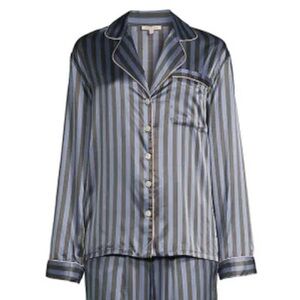 Morgan Lane Black and Gray Luxury Striped Pajama Set
